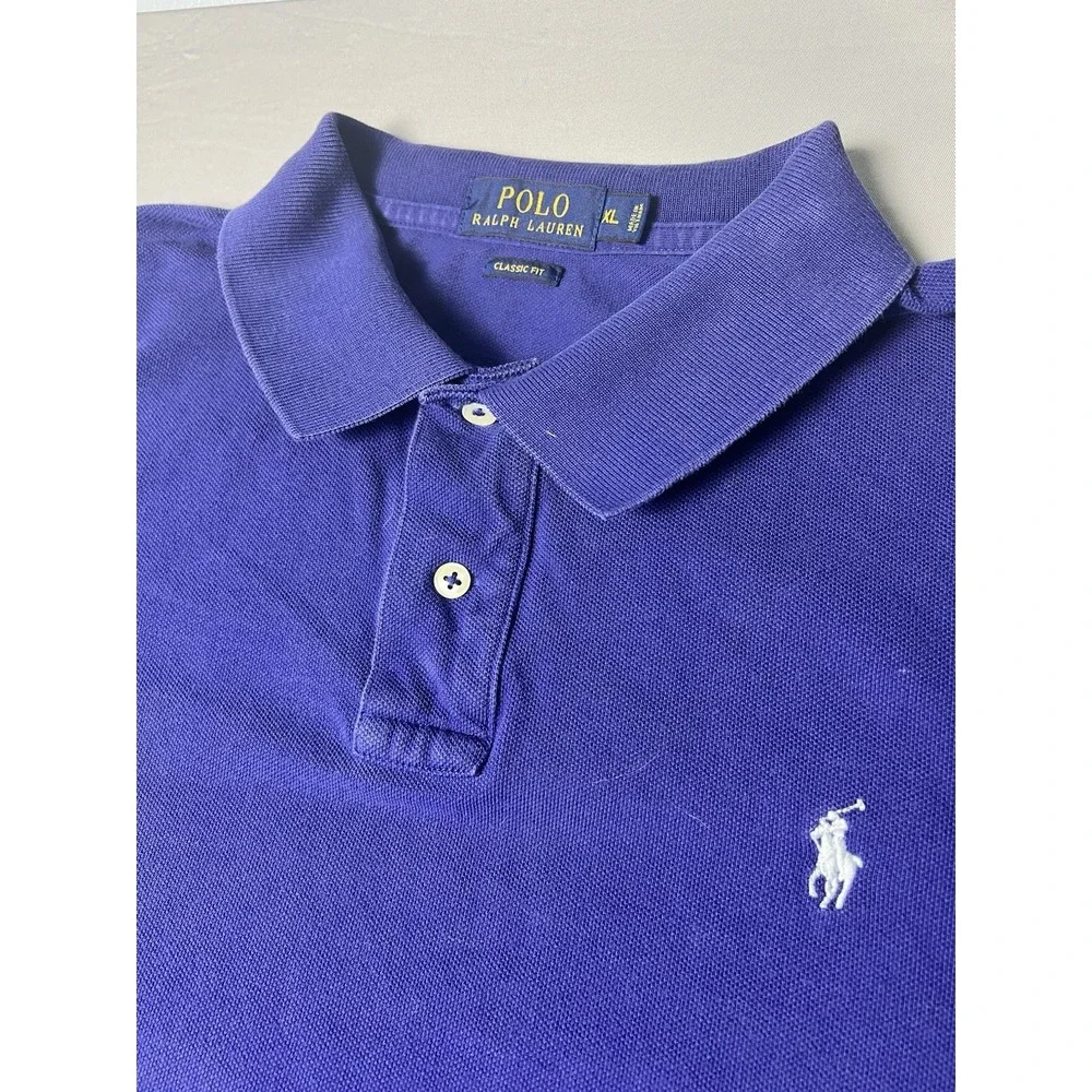 Polo Ralph Lauren Men's Cotton Polo Shirt XL Navy Blue Preppy Classic Fit Y2K